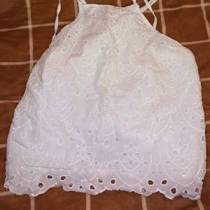 Hollister, white, flowy, halter top, with floral pattern